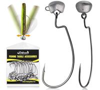 Dovesun Ned Rig Jig Heads Weedless Jig Head for Bass Fishing Swimbait Jig Head Shaky Ned Rig Hooks Saltwater Freshwater 1/10oz(2.7g)-Hook 1/0 * 15pcs