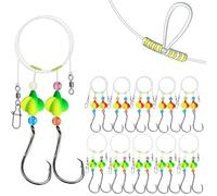 Dovesun Pompano Rigs for Surf Fishing Pompano Rig with Two Pompano Floats Surf Fishing Rigs Saltwater Shape Propeller-Circle Hook*10PCS