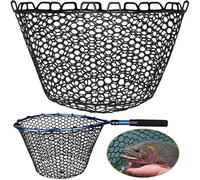 Dovesun Rubber Fishing Net Replacement Netting Without Handle Clear Black Fishing Nets for Fish Fly Fish Landing Net Bag for Freshwater Saltwater Foldable Trout Net Rubber Mesh 5 Sizes