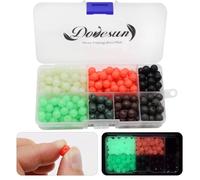Dovesun Soft Rubber Fishing Beads 7 Colors Round 8mm (0.31in) 250pcs with Fishing Tackle Box