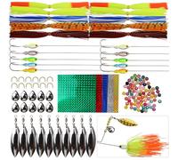 Dovesun Spinner Making Kit - 10pcs*10g(3/8OZ) Spinnerbaits & 15pcs Inline Spinners - Fishing Lure Kit - Multicolor - 107pcs