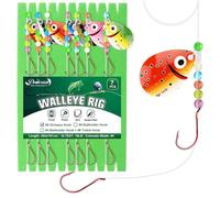 Dovesun Walleye Rigs 7.3kg Walleye Spinner Rig Crawler Harness with Unique Smile Blades Worm Harnesses for Walleye Fishing #2 Octopus Hooks 7PCS