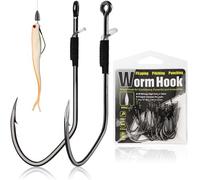 Dovesun Weedless Worm Hooks Texas Rig Hooks with Baitkeeper 30PCS Professional V Catfish Bass Fishing Hooks for Freshwater Saltwater 1/0