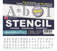 Dovetails Vintage 4 cm Tall Letter Stencil Kit - Roman Style Upper and Lower Case with Numbers and Symbols.