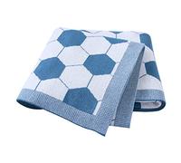 DovFanny Baby Blanket 100% Cotton Knit Soft Lightweight Warm Lovely Football Blanket for Newborn,Blue 100 x 80cm