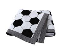 DovFanny Baby Blanket 100% Cotton Knit Soft Lightweight Warm Lovely Football Blanket for Newborn,Grey 100 x 80cm