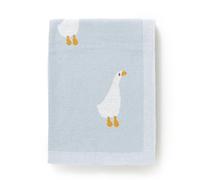 DovFanny Baby Blanket 100% Cotton Knitted Soft Blanket for Newbron with Lovely Zebra, 100 x 80cm (blue-goose)