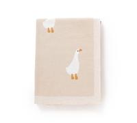 DovFanny Baby Blanket 100% Cotton Knitted Soft Blanket for Newbron with Lovely Zebra, 100 x 80cm (camel-goose)