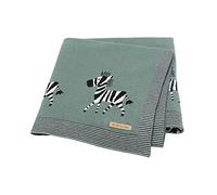 DovFanny Baby Blanket 100% Cotton Knitted Soft Blanket for Newbron with Lovely Zebra, 100 x 80cm Dark Green