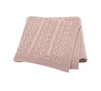 DovFanny Baby Blanket Cotton Cable Knitted Cellular Cozy Breathable Blanket for Baby Boy and Girls 90 x 70cm Pink