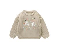DovFanny Baby Knitted Jumper Toddler Baby Girl Boy Sweater Long Sleeve Crew Neck Flower Winter Warm Knitwear Pullover Sweater Infant Clothes (UK, Age, 9 Months, 12 Months, Beige)