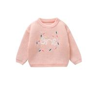 DovFanny Baby Knitted Jumper Toddler Baby Girl Boy Sweater Long Sleeve Crew Neck Flower Winter Warm Knitwear Pullover Sweater Infant Clothes (UK, Age, 9 Months, 12 Months, Light Pink)