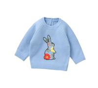 DovFanny Baby Knitted Jumper Toddler Baby Girl Boy Sweater Long Sleeve Crew Neck Flower Winter Warm Knitwear Pullover Sweater Infant Clothes (UK, Age, 18 Months, 24 Months, Blue)