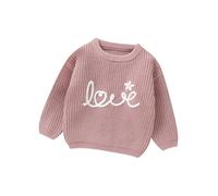 DovFanny Baby Knitted Jumper Toddler Baby Girl Boy Sweater Long Sleeve Crew Neck Flower Winter Warm Knitwear Pullover Sweater Infant Clothes (UK, Age, 18 Months, 24 Months, Pink)