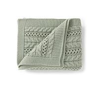 DovFanny Cellular Baby Blanket Cable Knitted Soft Cozy Newbron Baby Blanket for Boy and Girls Nursery 100 x 80cm Sage Green