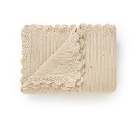 DovFanny Cellular Baby Blanket Cotton Knitted Soft Crochet Blankets for Newborn Boy Girls Toddler 100 * 80 CM Camel