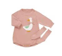 DovFanny Cotton Baby Knitted Romper Girl Boy Cozy Clothes & Socks Set | Infant Warm Sweater Knitted Long Sleeve Jumpers with Cute Goose