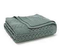 DovFanny Cotton Cellular Baby Blanket Knitted Soft Blanket for Newbron Baby Boy and Girls 100 x 80cm (Dark Green)