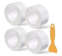 Dovhmoh 4PCS Bath Sealant Strip Premium Waterproof Bath Sealant Tape-11 ft Adhesive Caulk Strip with Sealing Tool, Anti-Mould Shower Sealant for Bathtub Toilet Wall Corner Kitchen