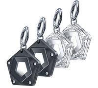 DOVICK-Waterproof Airtag Holder, Heavy Duty Case Compatible with Apple Air Tag Tracker with Keychain Key Ring Strap, Pentagon Full Cover with Transparent Window 4 Pack (Black2 & Clear2)