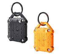 Dovick - Waterproof Airtag Keychain Case, Full Screw Cover Compatible with Apple Air Tag Tracker, 2 Pack (Black and Orange)