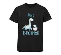 Dovitee Big Brother Dinosaur t-Shirt for Boys with Cute Big and Little Dinosaur Black