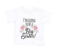 Dovitee Floral I Going to be a Big Sister Toddler Kid New Baby Announcement t Shirt (White, 18-24month)