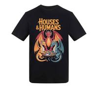 Dovitee Houses and Humans Dragons Playing Tabletop RPG Dungeon Master - 100% Cotton Short Sleeve Adult Unisex T-Shirt Black