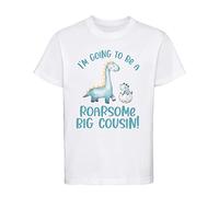 Dovitee Kids I'm Going to Be a Roarsome Big Cousin T-Shirt White