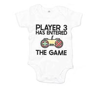 Dovitee Player 3 Has Entered The Game Baby Grow for Baby Boy Or Girl White