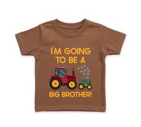 Dovitee 'Promoted to Big Brother' T-Shirt - Fun Tractor Announcement Tee for Boys, Perfect New Sibling Reveal, 100% Comfortable Cotton Brown