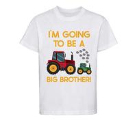 Dovitee 'Promoted to Big Brother' T-Shirt - Fun Tractor Announcement Tee for Boys, Perfect New Sibling Reveal, 100% Comfortable Cotton White