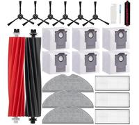 DovLazm 20 Pack Replacement Accessories kit Compatible with Roborock S8 Pro Ultra Robot Vacuum Cleaner,1 Set Main Brush，1 Rubber Roller Brush, 3 Hepa Filters,3 Mop Cloth, 6 Side Brush, 6 Vacuum Bags