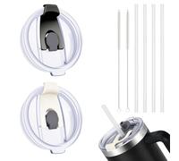 DOVORSY 2 Pack Stanley Replacement Lid 40 oz,No Spill Lid Leak Proof Spill Proof Cup Lid Stanley Quencher Cup Lid Accessories,4Pack Reusable Straw with Cleaning Brush
