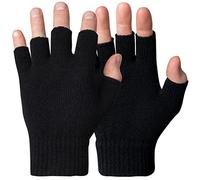 DOVORTEX Fingerless Gloves for Men & Women, Winter Knitted Thermal Gloves with Soft Lining, Insulated Cold Weather Gloves for Outdoor, Driving, Work, One Size, Black