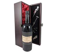 Dow Vintage Port 1963 in a silk lined wooden box with four wine accessories, 1 x 750ml
