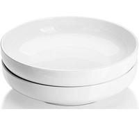 DOWAN 1920 ml Large Salad Bowls, Soft White Serving Bowls, Φ25cm Shallow Pasta Bowls Set of 2, Porcelain Serving Dishes for Soup, Fruit, Vegetables, Prep, Plates for Dinner, Housewarming Gift