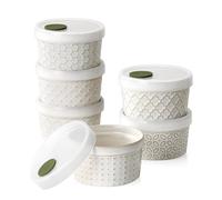 DOWAN 6 oz Ramekins with Lids，Porcelain Creme Brulee Ramekins, 180 ml Ceramic Bowls Set of 6, Oven Safe Soufflé Dishes for Desserts, Casseroles, and Dips