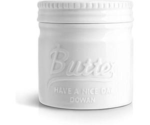DOWAN Butter Bell, Ceramic Butter Dish with Waterline, French Butter Crock for Fresh, Spreadable & Soft Butter, Porcelain White Butter Dish, Dishwasher Safe
