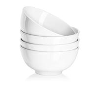 DOWAN Cereal Bowls, 650ml Ceramic Bowl Set of 4, Porcelain Rice Bowls for Soup, Breakfast, Oatmeal, Fruit, Salad, Ramen, Microwave and Dishwasher Safe for Kitchen, Ø 15.2 cm