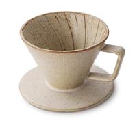 DOWAN Coffee Dripper Ceramic - Coffee Filter Cup with Open Base Design - Pour Over Coffee Dripper for 2-4 Cups - Reactive Beige Glaze Filter Cone - Barista-Style Gift for Rich Aroma