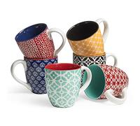 DOWAN Coffee Mugs Set of 6 - 19oz/560ml Ceramic Mugs Set - Large Tea Coffee and Hot Chocolate Cups - Oriental Classical Fancy Mugs - Great Gift for Lovers - Multicolor