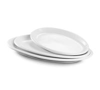 DOWAN Large Oval Serving Platters Set of 3 - Soft White Porcelain Plates 30/35.5/39 cm, Oven Safe Serving Dishes & Dinnerware for Meat, Appetizers, Dessert, Party, Buffet and Holiday Tableware