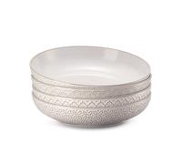 DOWAN Large Pasta Bowls Set of 4, Ø 24.5 cm Salad Bowl, Wide and Deep Dinner Plates, Porcelain Serving Bowls for Pasta, Soup, Salad, Stew, Fruit, Noodle, Microwave & Oven Safe, Vintage White