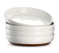 DOWAN Large Pasta Bowls Set of 4, Ø 24.5 cm Salad Bowl, Wide and Deep Dinner Plates, Porcelain Serving Bowls for Pasta, Soup, Salad, Stew, Fruit, Noodle, Microwave & Oven Safe, Alabaster White