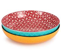 DOWAN Large Serving Dishes, 2773ml Turkey Platter for Entertaining, Christmas, Ø29.5cm Ceramic Serving Plate Bowls for Fruit Salad Pasta, Vibrant Color Big Bowls for Home Kitchen Decor