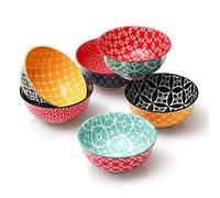 DOWAN Porcelain Dessert Bowls, 300 ml Vibrant Colours Ice Cream Bowls, Φ11.4 cm Cute Small Snack Bowls Set, Condiment, Microwave and Dishwasher Safe, Lightweight, Set of 6 | Christmas,Housewarming