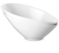 DOWAN Salad Bowl, 26 oz/770 ml Serving Bowls Ceramic Set of 2, Porcelain Soft White Slanted Bowls, Christmas Serving Bowls for Salad, Pasta, Soup, Prep - Microwave & Dishwasher Safe