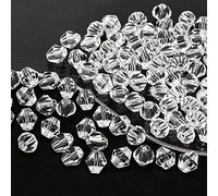 Dowarm 1000PCS Crystal Bicone Beads 4mm, Bulk Small Faceted Bicone Glass Beads for Jewelry Making, Craft, DIY Bracelet, Necklace, Dolls, Suncatcher