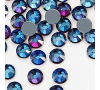 Dowarm 1440 Pieces Hotfix Crystal Rhinestones, Hot Fix Crystals for Crafts Clothes, Flatback Glass Crystal for Decoration, Round Gems (Blue Flare/Flame, SS6, 2.0MM)